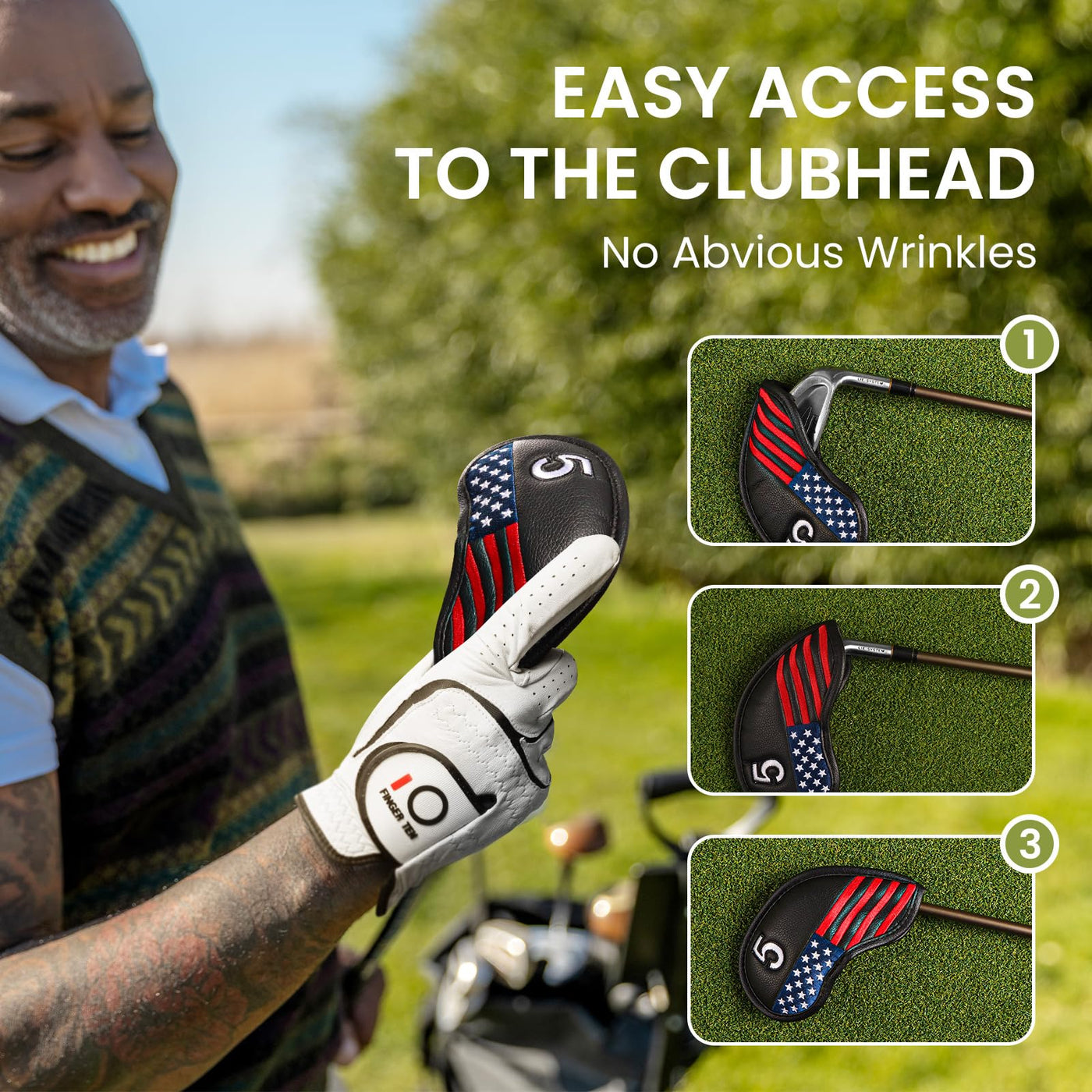 USA Flag Golf Iron Head Covers Set 12 Pack Universal Fit