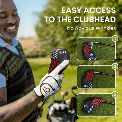 USA Flag Golf Iron Head Covers Set 12 Pack Universal Fit