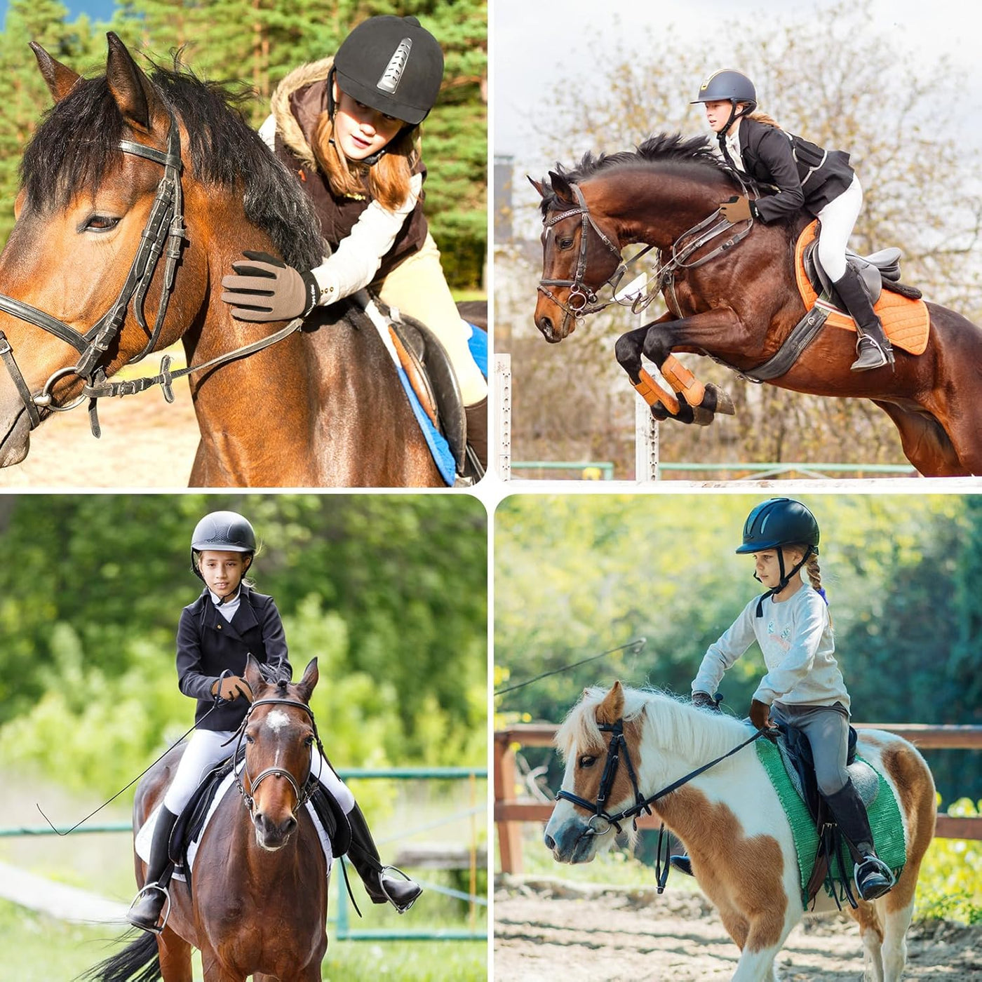 Gants d'équitation pour enfants pour filles et garçons, en maille respirante et légère