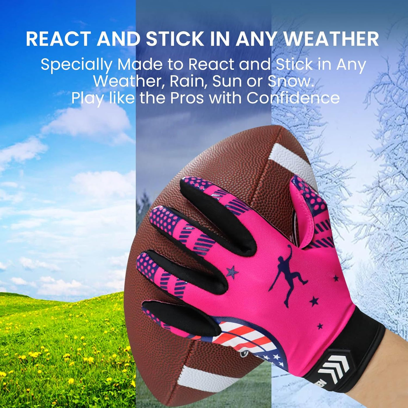 Football Receiver Gloves Youth Receiving Gloves White Green Flexible for Kids Boys Girls