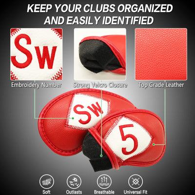 Golf Iron Head Covers 12 Piece Set Universal Fit