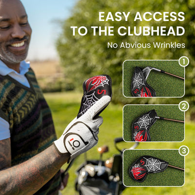 Golf Iron Head Covers 12 Piece Set Black Spider Universal Fit