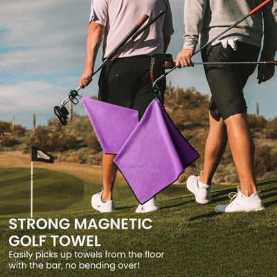 Golf Club Cleaning Value Set, Strong Magnetic Retractable Carabiner Absorbent Towel Squeeze Water Brush with Divot Tool Ball Marker, Golf Bag Accessory