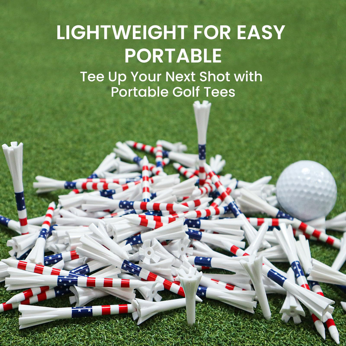 USA Flag Golf Tees 80 Driver with 20 Iron Plastic Tee Mixed Pack