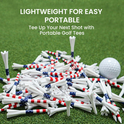 USA Flag Golf Tees 80 Driver with 20 Iron Plastic Tee Mixed Pack