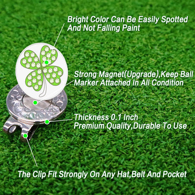 3 Pcs Golf Ball Markers with 3 Pack Hat Clip