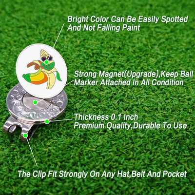 3 Pcs Golf Ball Markers with 3 Pack Hat Clip