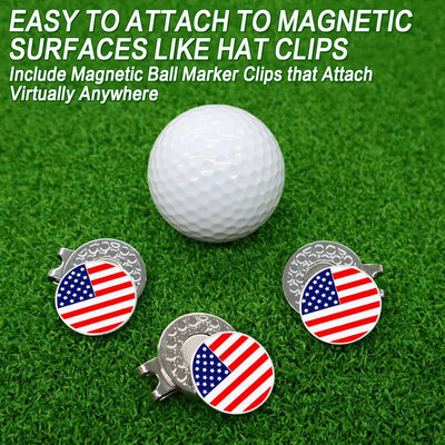 3 Pcs Golf Ball Markers with 3 Pack Hat Clip