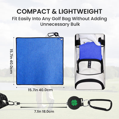 Golf Towels 3 Pack 16''X16'' with Strong Magnetic Retractable Carabiner