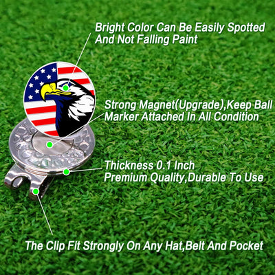 3 Pcs Golf Ball Markers with 3 Pack Hat Clip