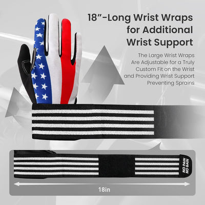 Weightlifting Workout Gloves USA Flag Gym Glove with Wrist Strap Support