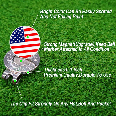 3 Pcs Golf Ball Markers with 3 Pack Hat Clip