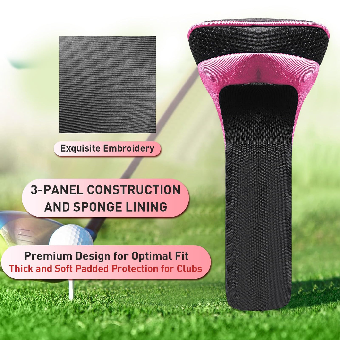 Golf Club Head Covers for Woods Driver Fairway Hybrid Value 5 Pack