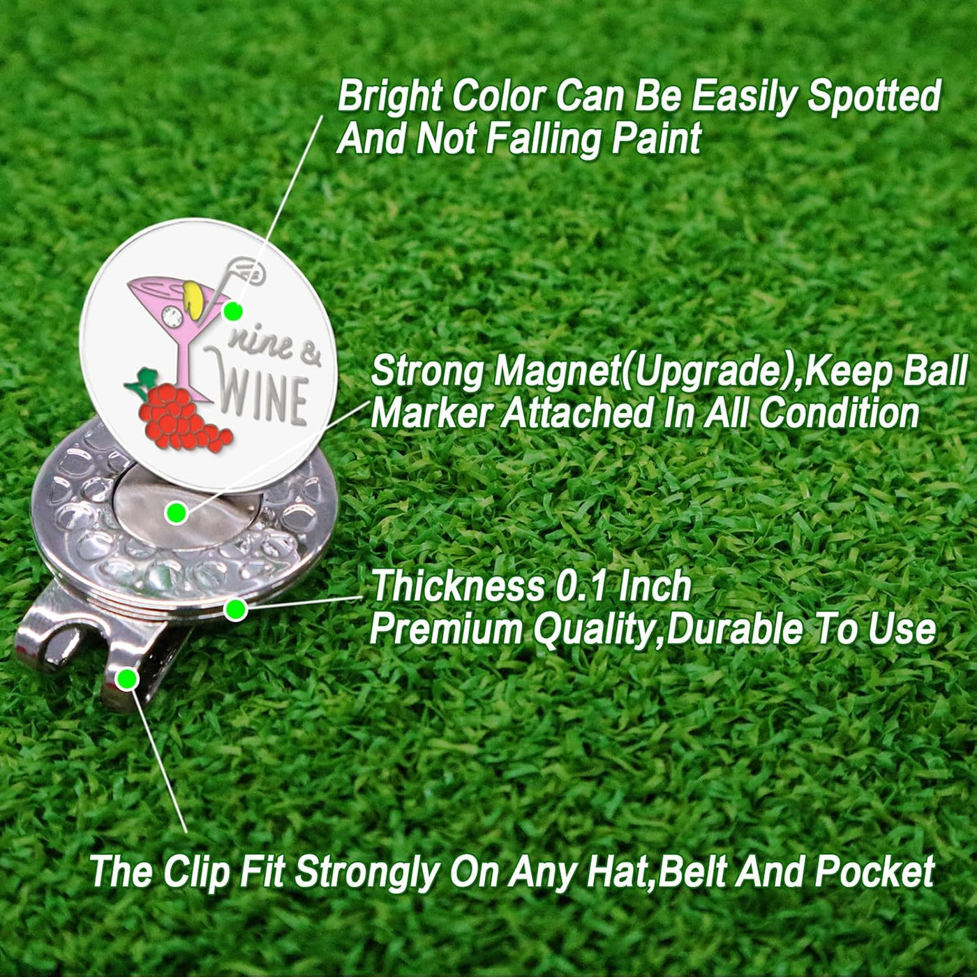 3 Pcs Golf Ball Markers with 3 Pack Hat Clip