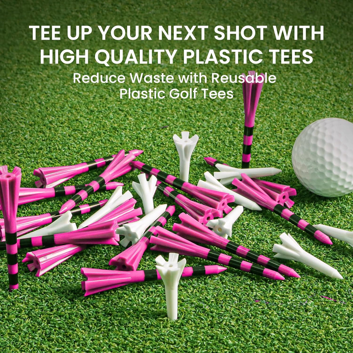 Tees de golf en plastique 60 tees de practice 2 3/4 3 1/4 pouces et 40 autres tees courts 1 1/2 pouce avec pochette pour sac de tees de golf 