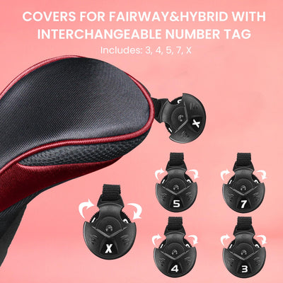 Golf Club Head Covers for Woods Driver Fairway Hybrid Value 5 Pack