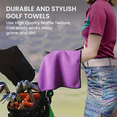 Golf Towels 3 Pack 16''X16'' with Strong Magnetic Retractable Carabiner
