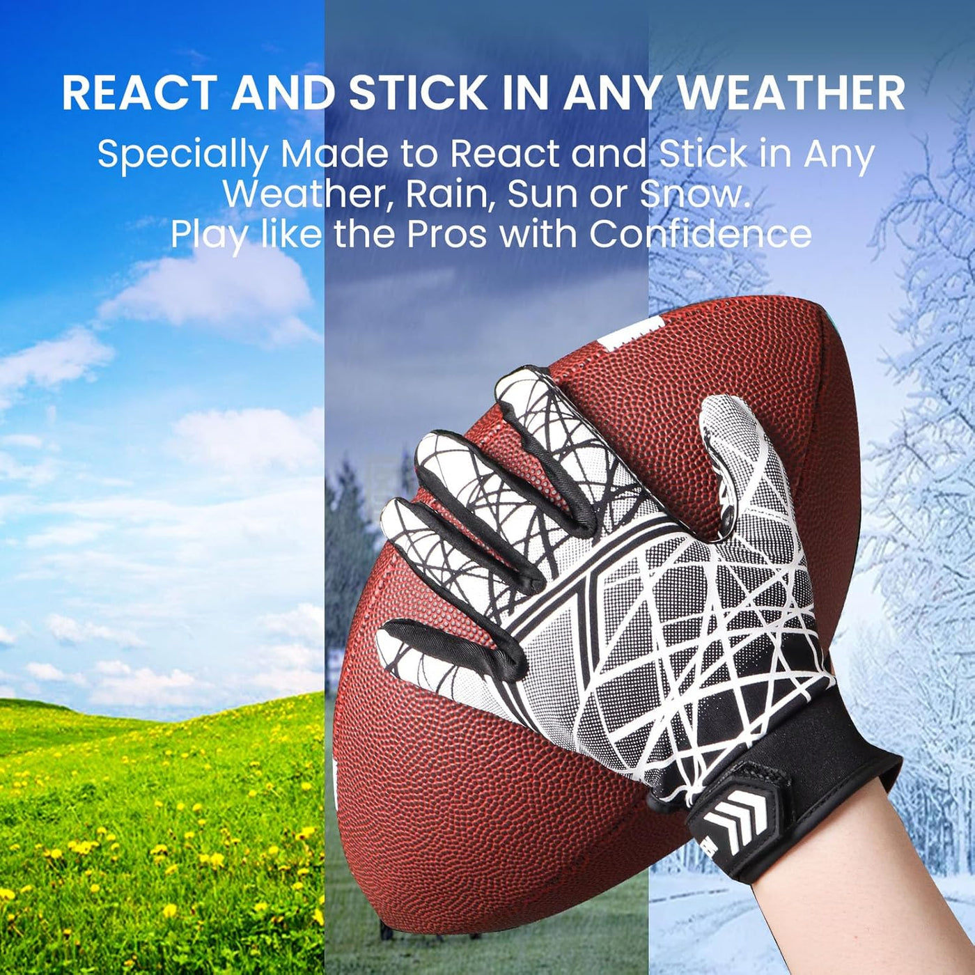 No Slip Youth Football Gloves Receiver Glove with High Tack Silicone Gel Pad