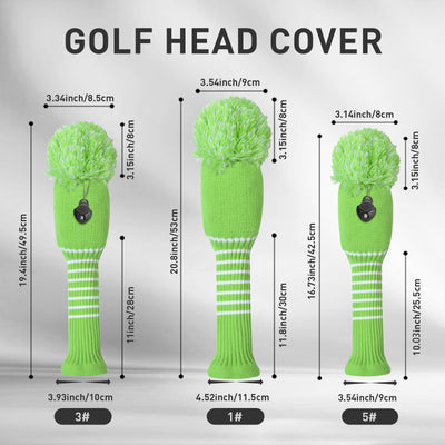 Golf Knit Head Covers Driver Fairway Woods Hybrid 3 Pack