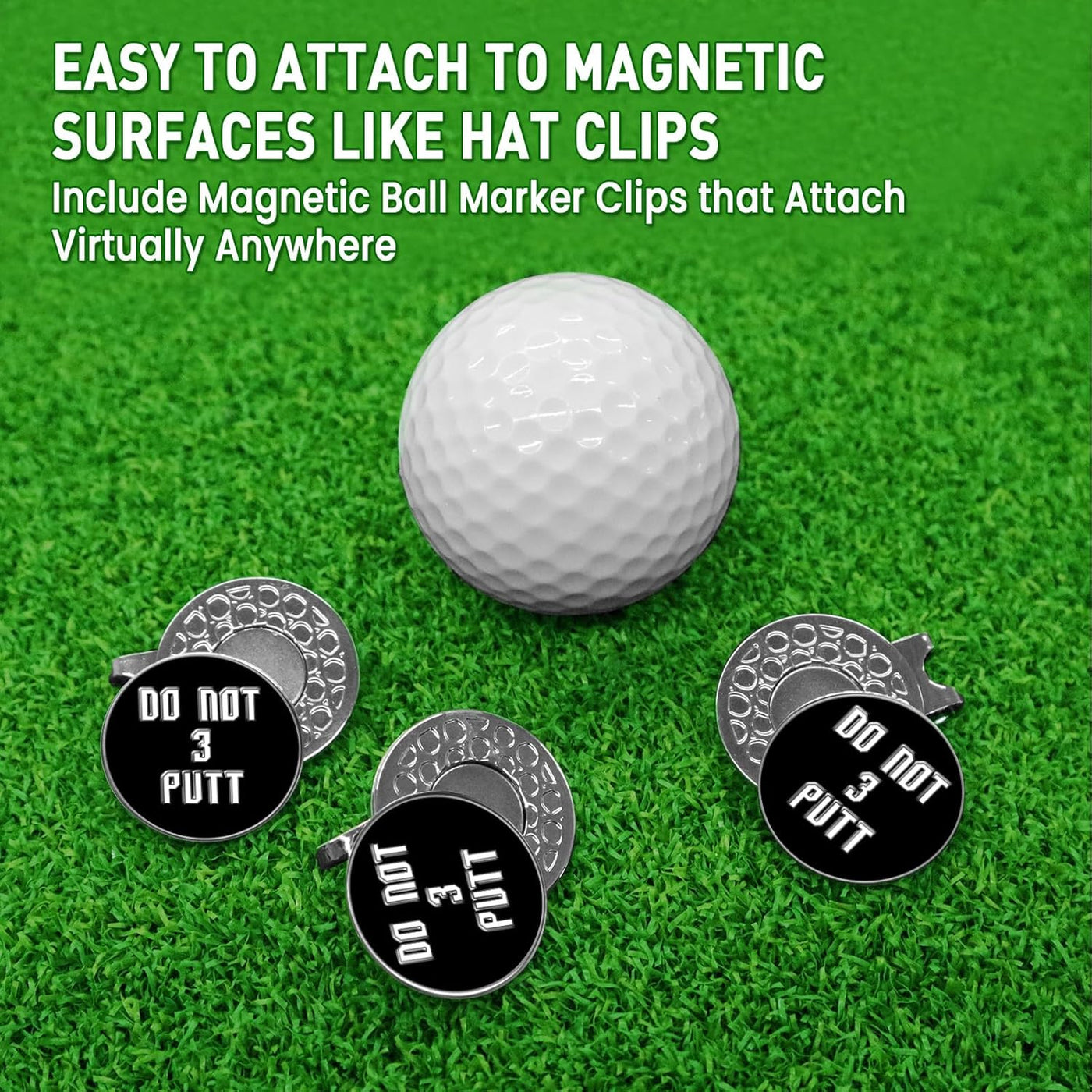 3 Pcs Golf Ball Markers with 3 Pack Hat Clip