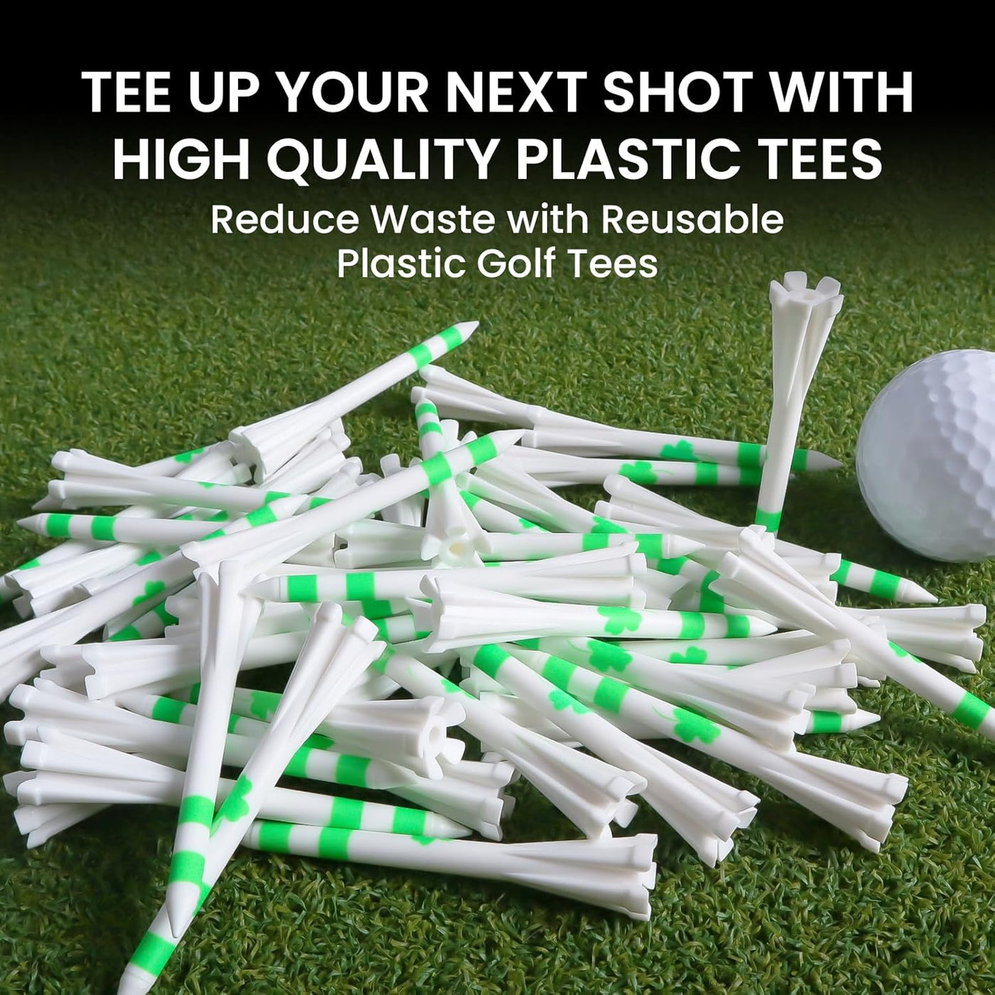 Golf-Tees aus Kunststoff, 60 Driving Range Tees 2 3/4 3 1/4 Zoll und 40 weitere kurze Tees 1 1/2 Zoll mit Golf-Tee-Tasche 