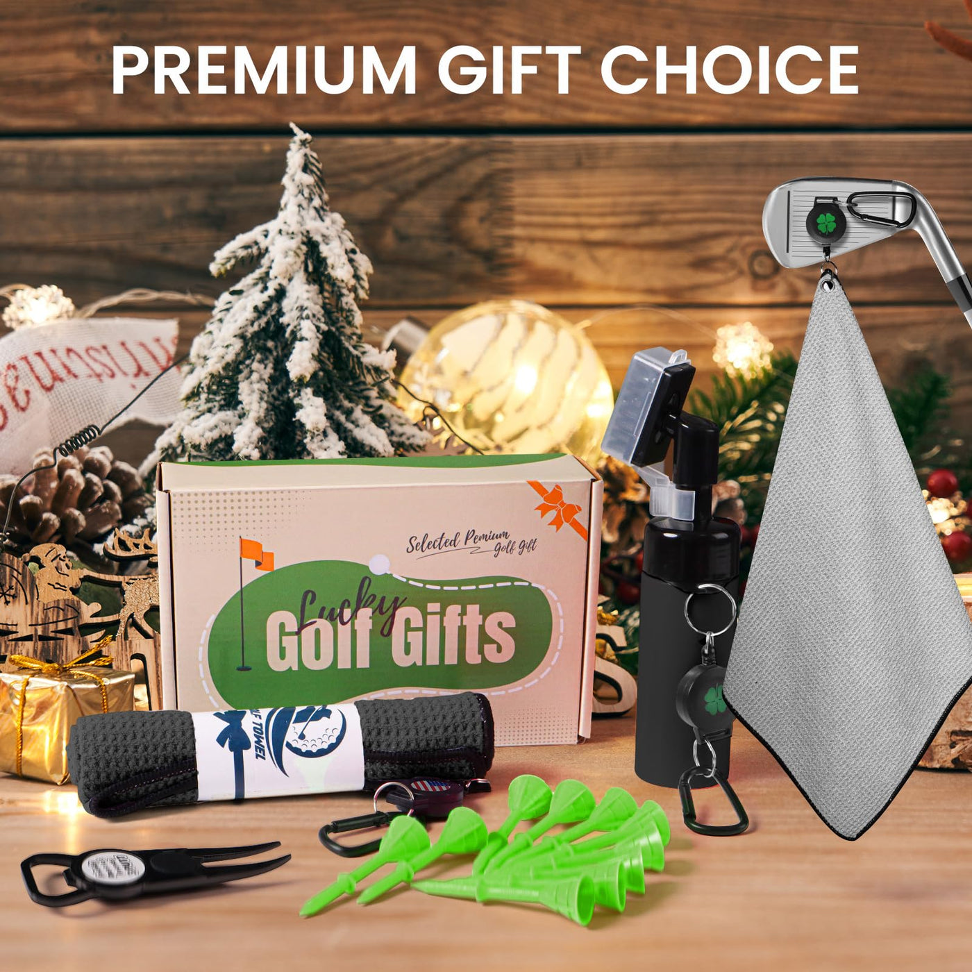 Golf Club Brush Cleaner Magnetic Retractable Carabiner Towels 2 Pack Kit