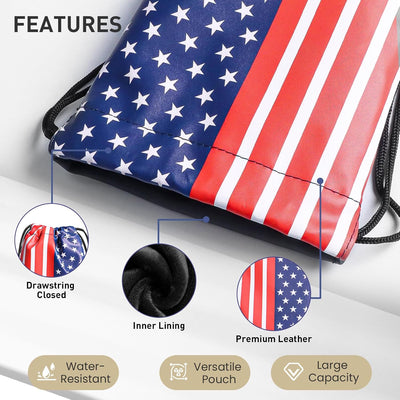 Golf Valuables Pouch Ball Tee Bag with Drawstrings USA Flag