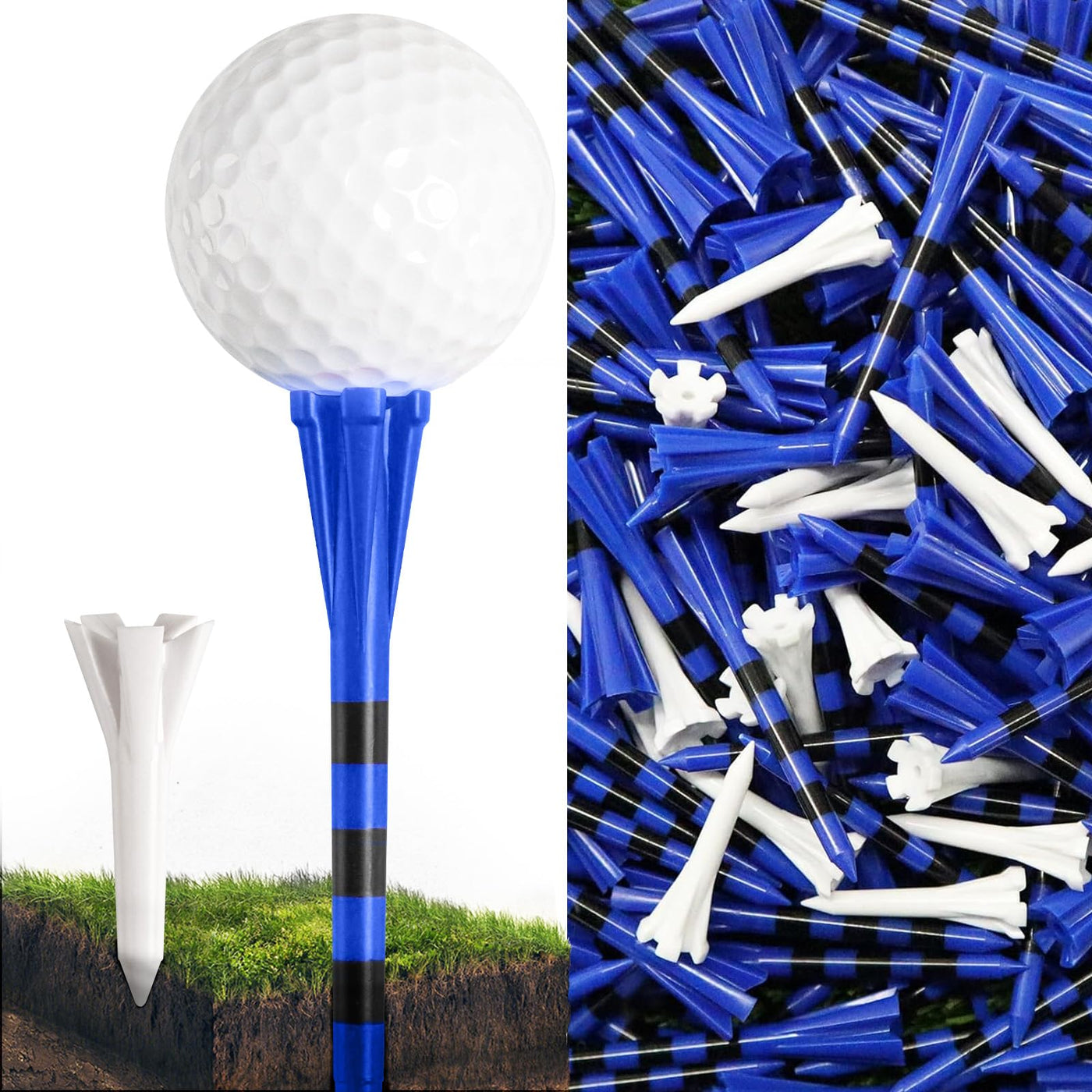 Golf Tees Plastic 80 Driver with 20 Iron Mixed 100 Pack