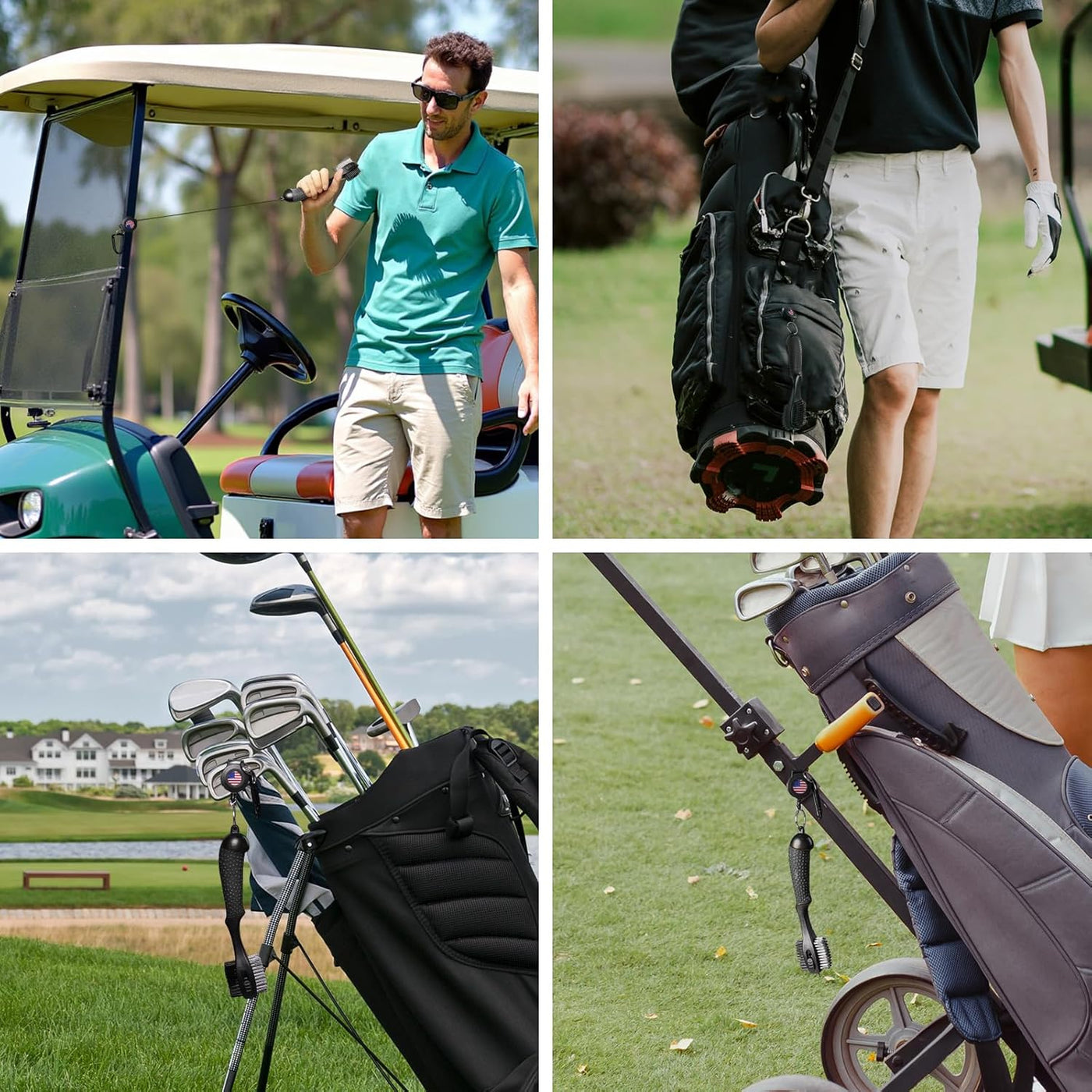 Golf Club Brush Groove Cleaner with Magnetic Carabiner