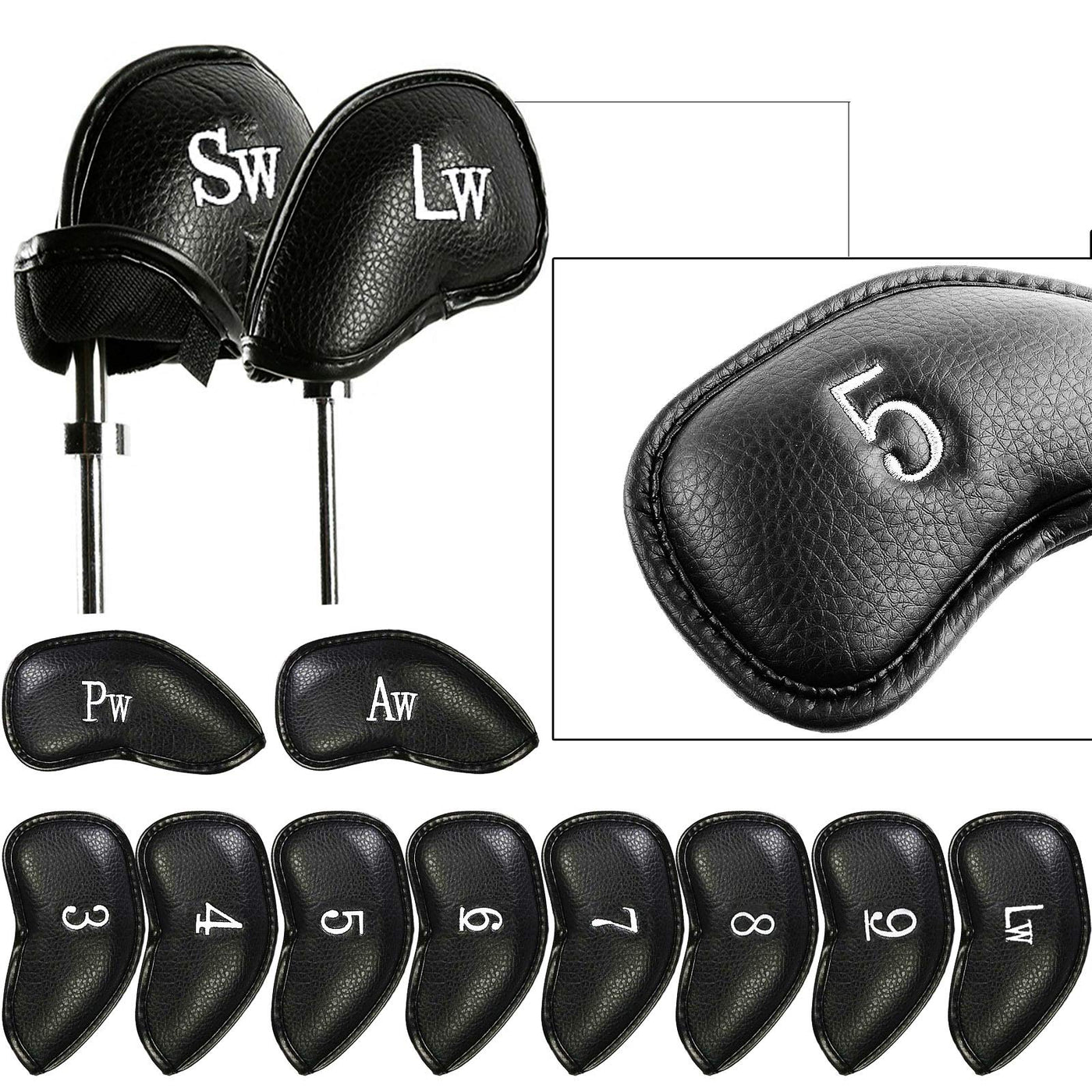 Golf Iron Head Covers 12 Piece Set Universal Fit