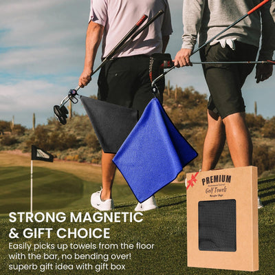 Golf Towels 3 Pack 16''X16'' with Strong Magnetic Retractable Carabiner