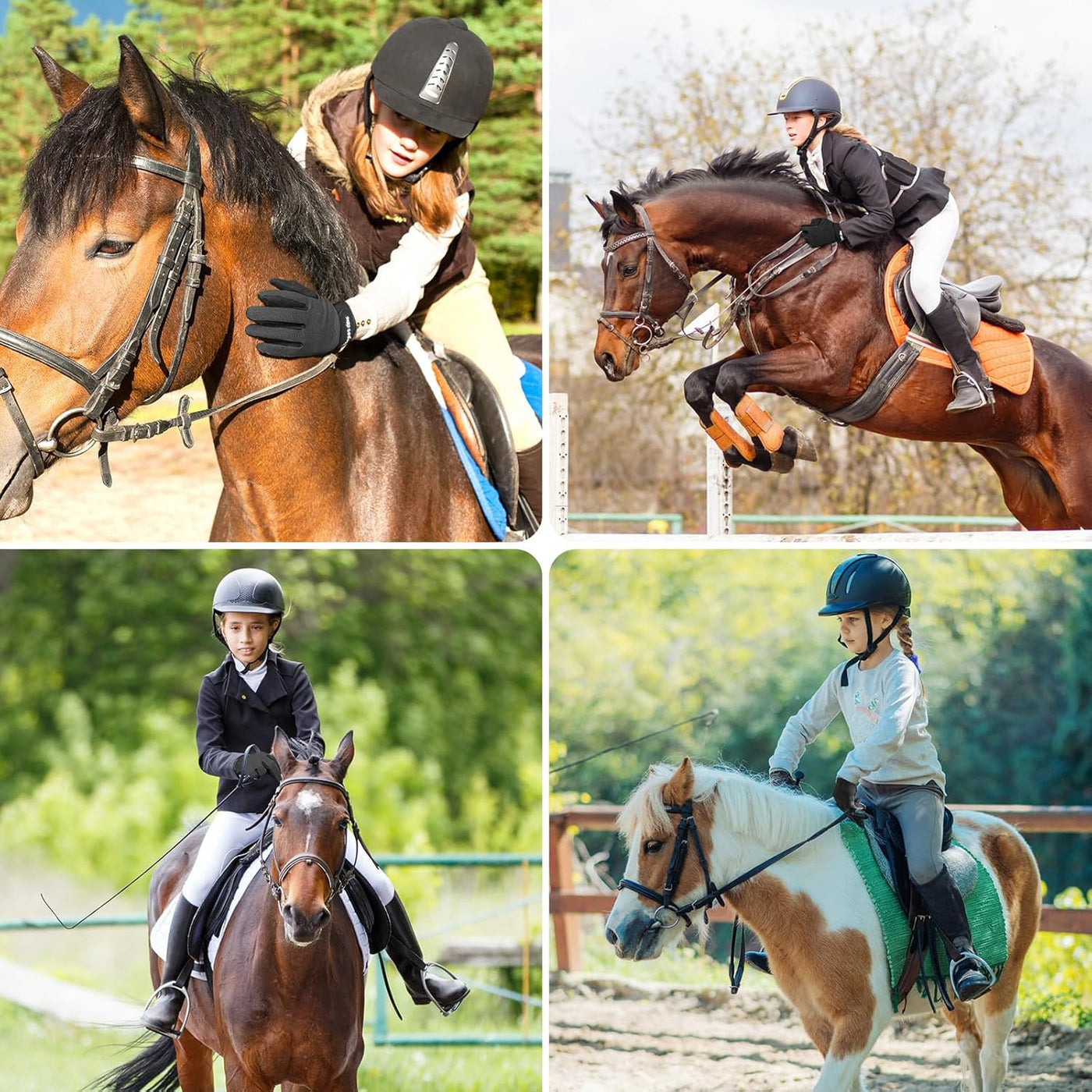 Gants d'équitation pour enfants pour filles et garçons, en maille respirante et légère