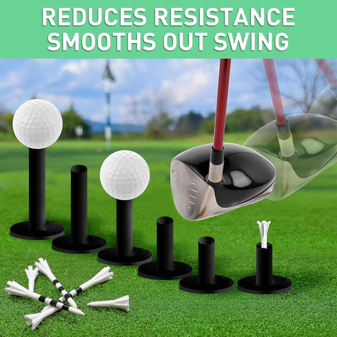 Golf-Tees aus Gummi für die Driving Range, 7,6 cm, 3,8 cm, 5,7 cm, 6,9 cm, 7,9 cm, 8,9 cm, Tee-Halter für Matte mit Kunststoff-Tees 