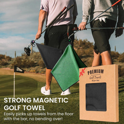 Golf Towels 3 Pack 16''X16'' with Strong Magnetic Retractable Carabiner