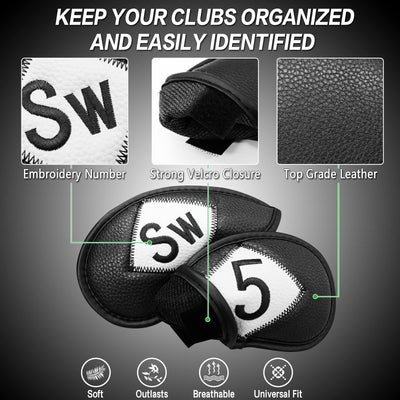 Golf Iron Head Covers 12 Piece Set Universal Fit