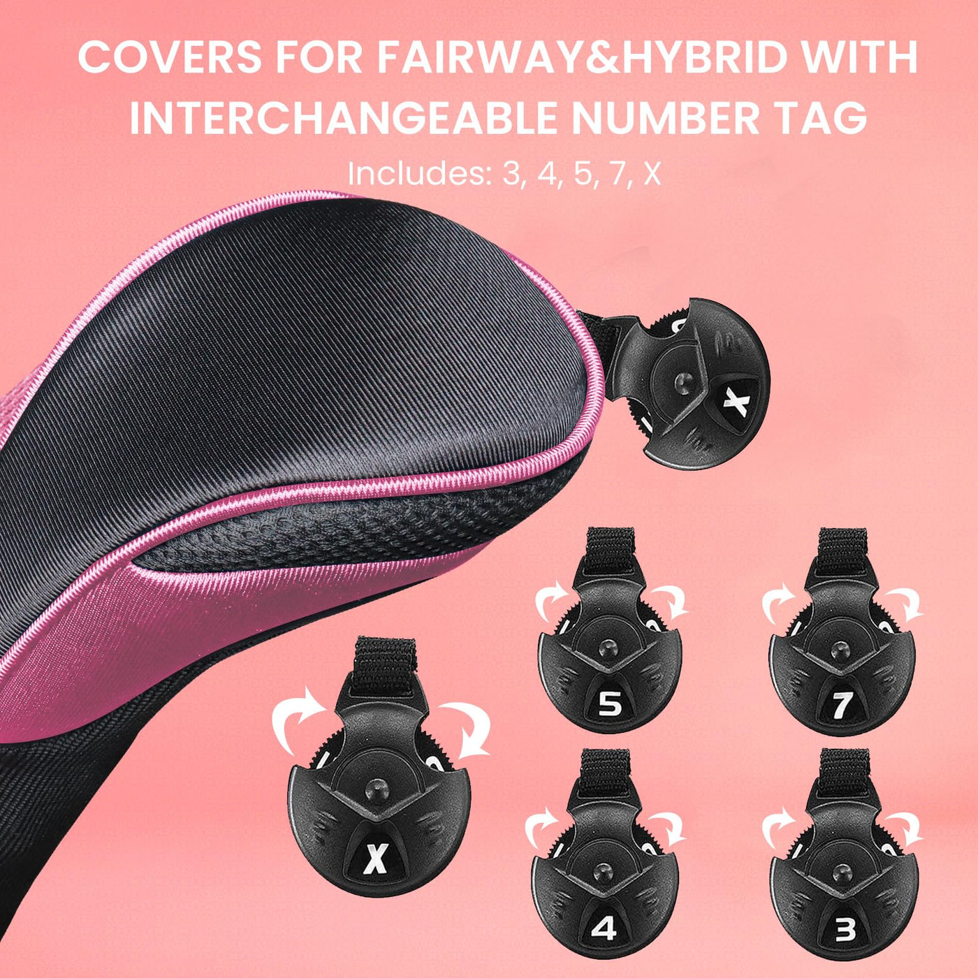 Golf Club Head Covers for Woods Driver Fairway Hybrid Value 5 Pack