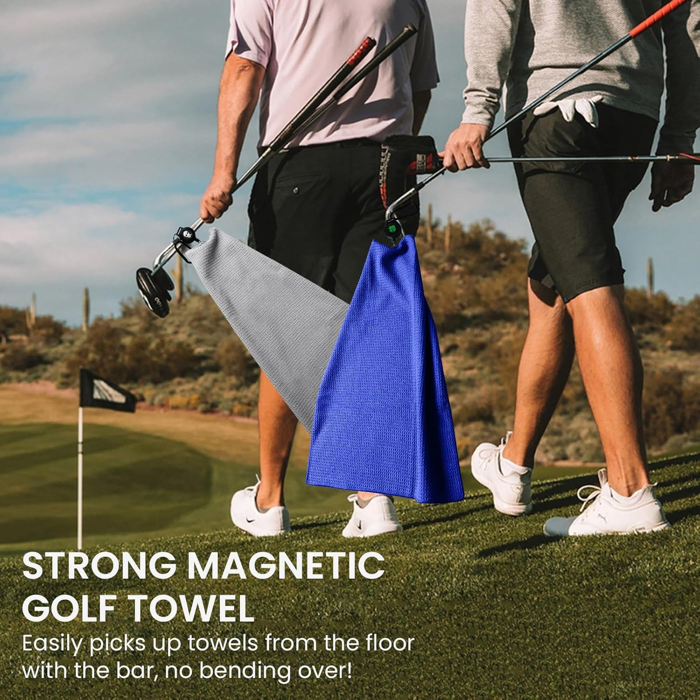 Golf Towels with Strong Magnetic Retractable Carabiner Value 3 Pack 24''X16'