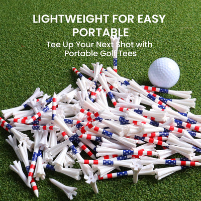 USA Flag Golf Tees 80 Driver with 20 Iron Plastic Tee Mixed Pack