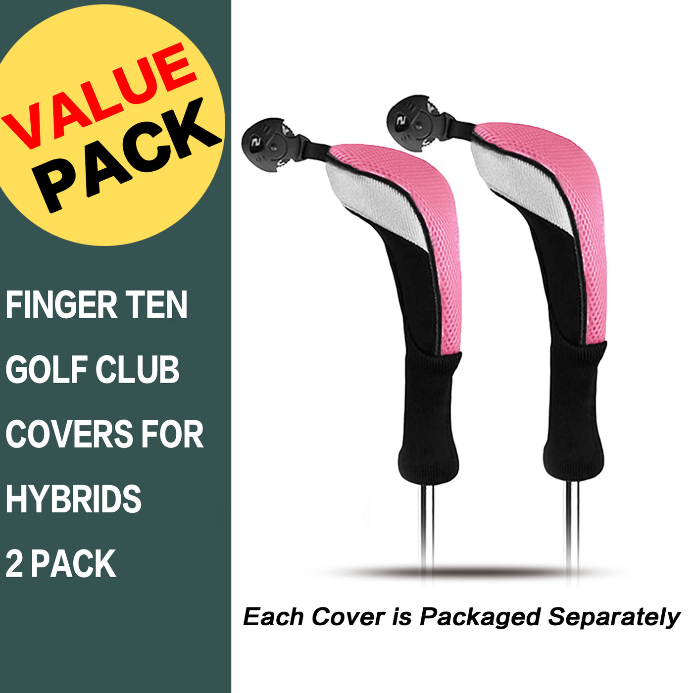 Golf Club Head Covers 2 Pack Fit All Wood Hybrid Clubs