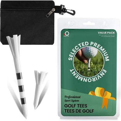 Golf Tees Plastic 60 Driving Range Tees 2 3/4 3 1/4 Inch and 40 More Short Tees 1 1/2 Inch with Golf Tee Bag Pouch