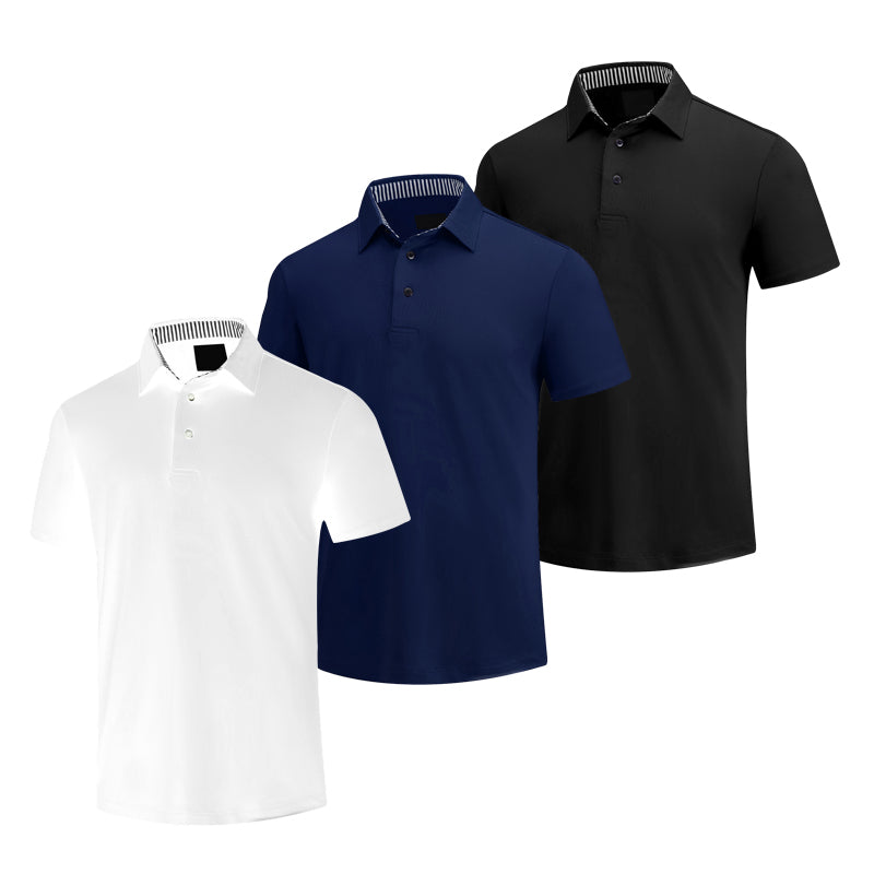 Lot de 3 chemises de golf à manches courtes pour homme New Performance Fit 