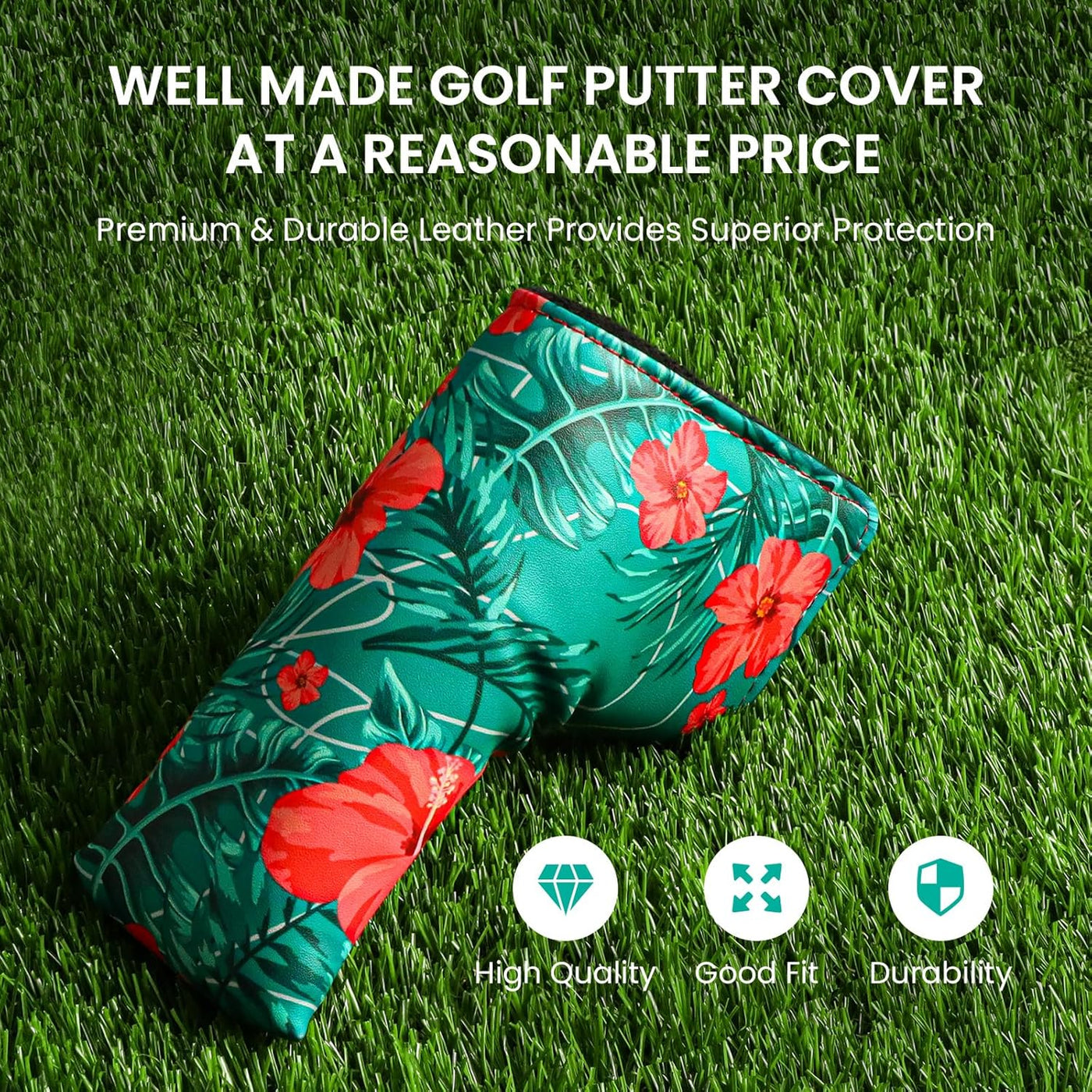 Housses de protection imperméables pour putter de golf Vert Rouge s'adaptent à la plupart des putters à lame 