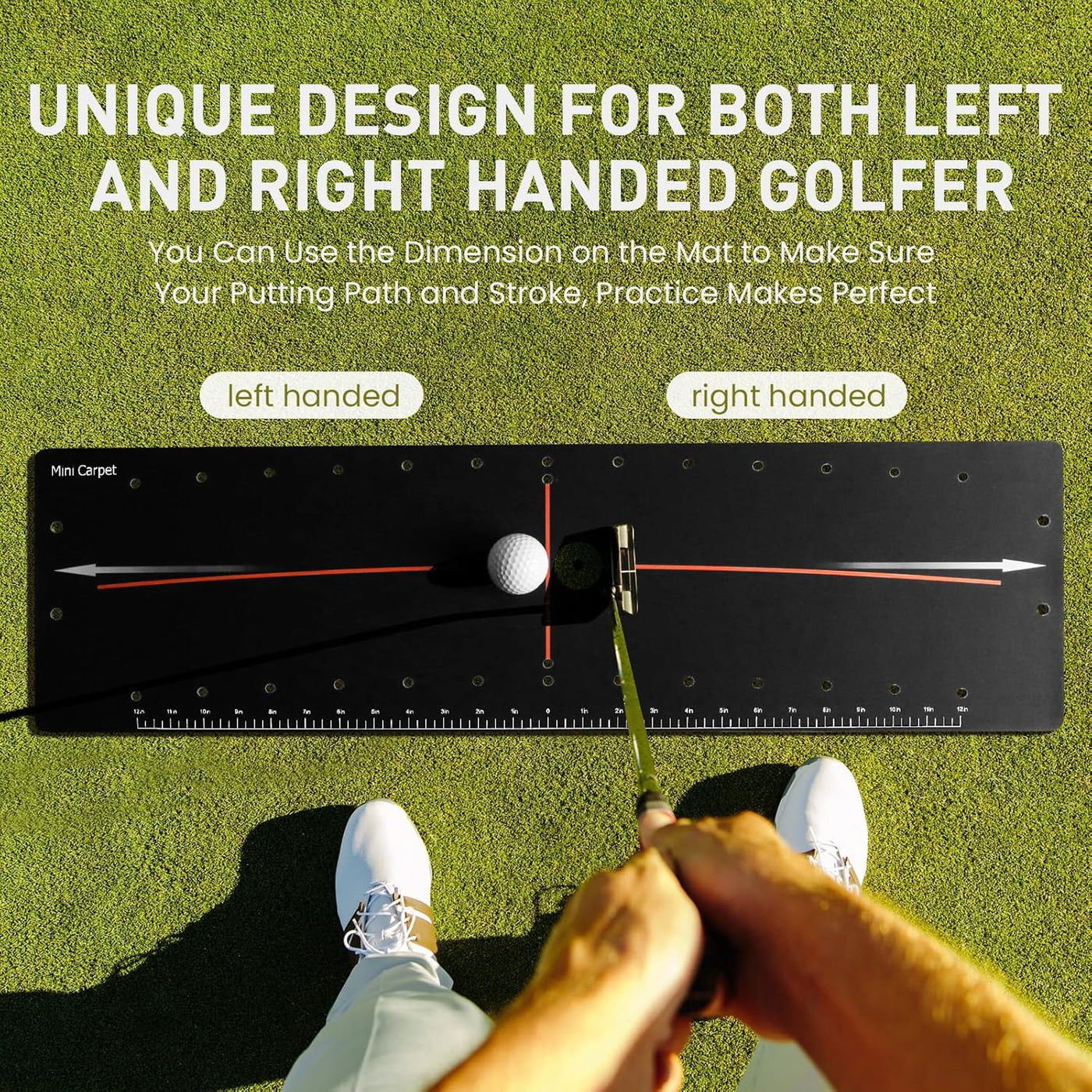 Golf Putting Mat with Arc&Path for Right Left Handed Golfer Improve Putting Sroke Skills