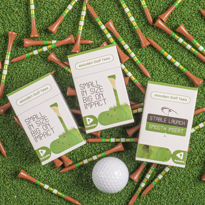Premium Bamboo Wood Golf Tees Unique Box Design 18-Pack