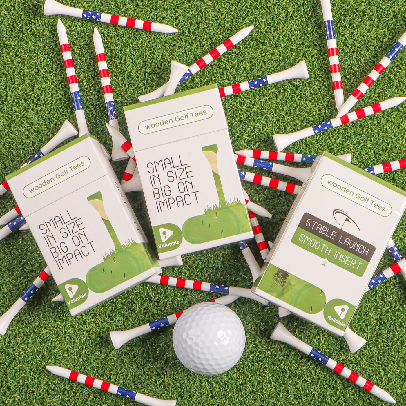 Premium Bamboo Wood Golf Tees Unique Box Design 18-Pack