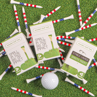 Premium Bamboo Wood Golf Tees Unique Box Design 18-Pack