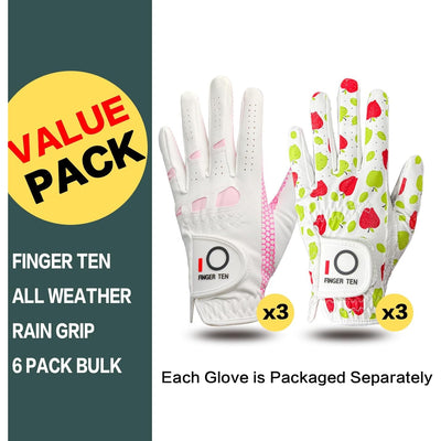 Women's Golf Gloves Extra Grip Green Pink Combo 6 Pack