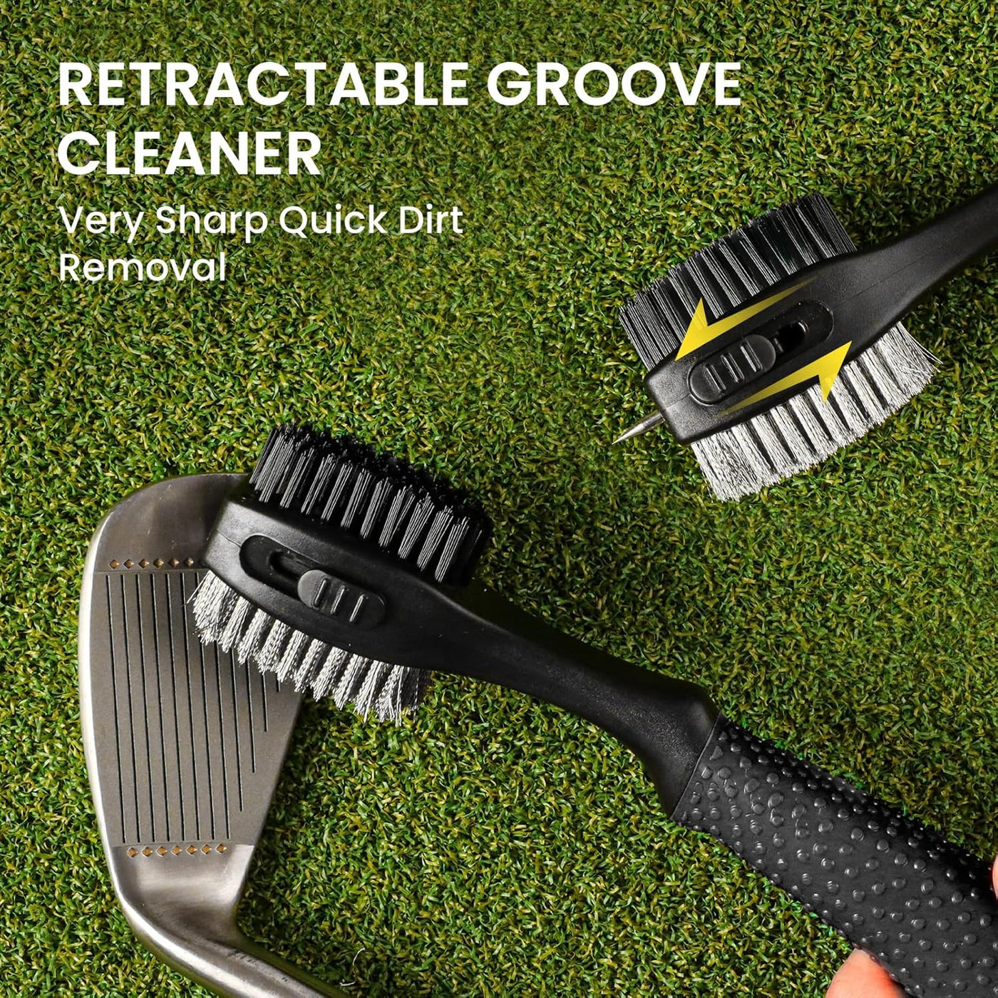 Golf Club Brush Groove Cleaner with Magnetic Carabiner