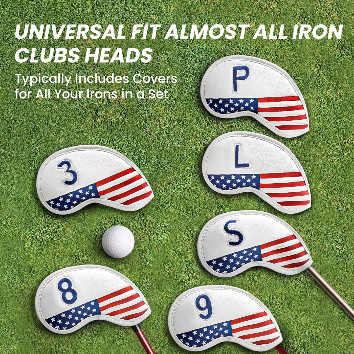 Golf Club Covers for Irons Magnetic Value 11 Pack with Gift Box USA Flag Design