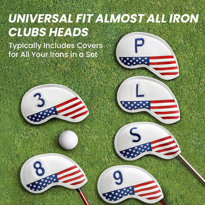 Golf  Iron Covers Magnetic 11 Pack Universal Fit USA Flag